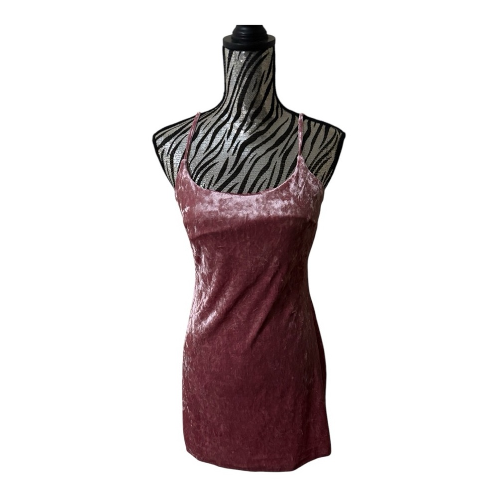 Pink Crushed Velvet Mini Dress